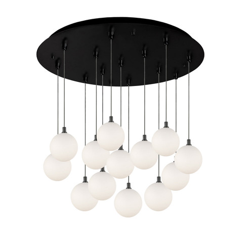 Bolla LED Pendant in Black/Opal Glass (347|MP3106BKOP13)