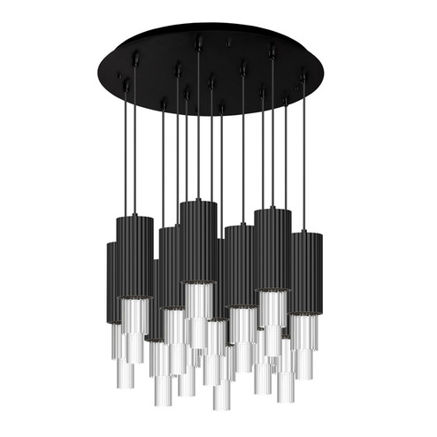 Bordeaux LED Pendant in Matte Black/Clear Ribbed Glass (452|MP502204MBCR13)
