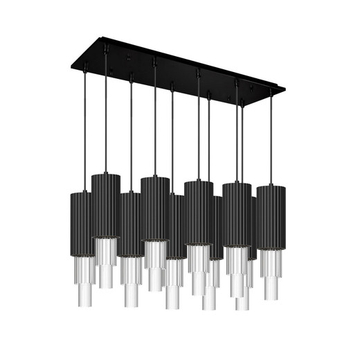 Bordeaux LED Pendant in Matte Black/Clear Ribbed Glass (452|MP502204MBCR10)
