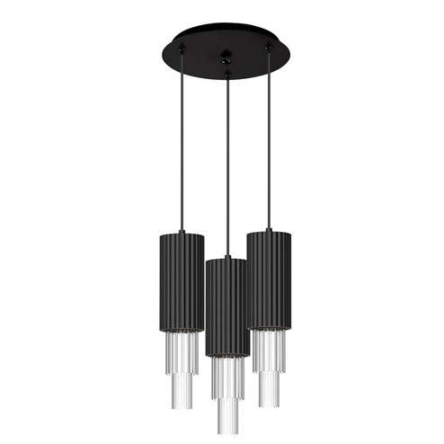 Bordeaux LED Pendant in Matte Black/Clear Ribbed Glass (452|MP502204MBCR03)