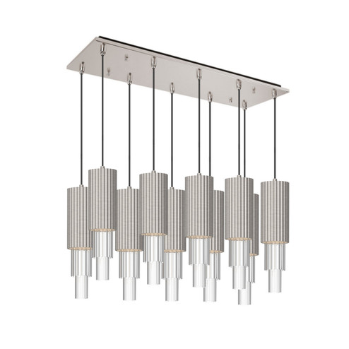 Bordeaux LED Pendant in Brushed Nickel/Clear Ribbed Glass (452|MP502204BNCR10)