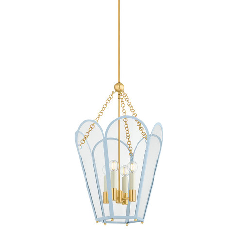 Clarisse Four Light Lantern in Aged Brass (428|H1132704AGBSAO)