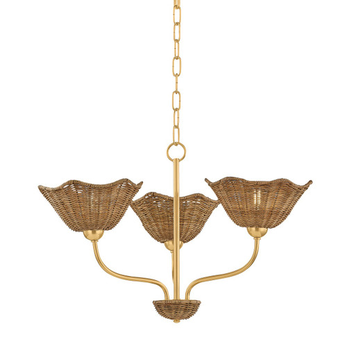 Kehlani Three Light Chandelier in Aged Brass (428|H1101803AGB)