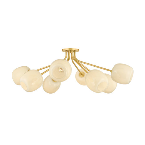 Lisette Eight Light Semi Flush Mount in Aged Brass (428|H1092608AGB)