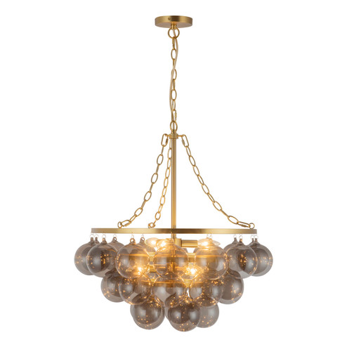 Faye Six Light Chandelier in Brushed Gold/Smoked Glass (452|CH654624BGSM)