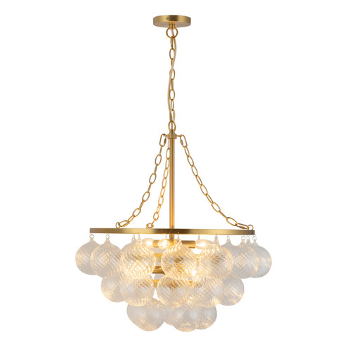 Faye Six Light Chandelier in Brushed Gold/Clear Ribbed Glass (452|CH654624BGRC)