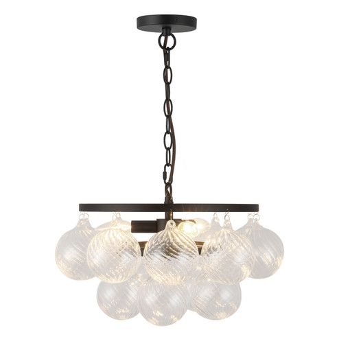 Faye Three Light Chandelier in Matte Black/Clear Ribbed Glass (452|CH654318MBRC)