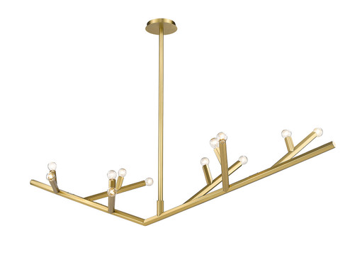 The Oaks 12 Light Linear Chandelier in Brushed Brass (192|HF8812BB)