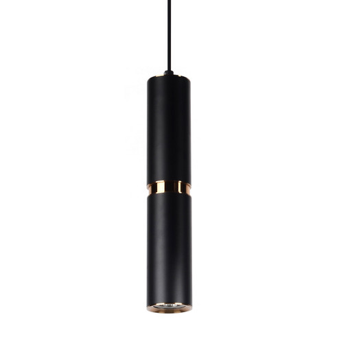 Cicada LED Pendant in Black With Knurled Brass (192|HF1078BBK)