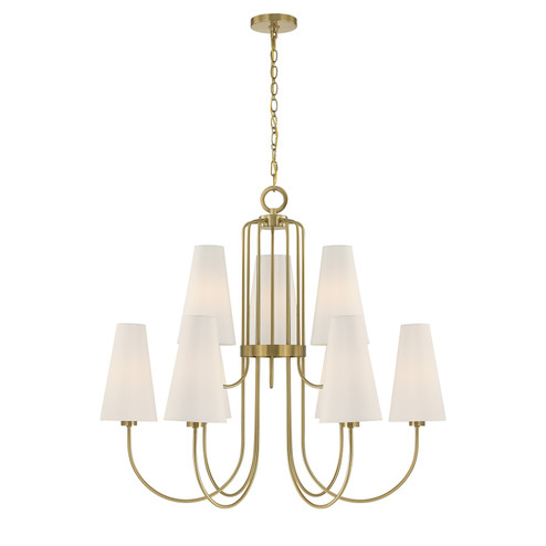 Wilkes Nine Light Chandelier in Warm Brass (51|147019322)