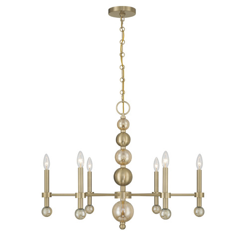 Crescent Six Light Chandelier in Noble Brass (51|125116127)