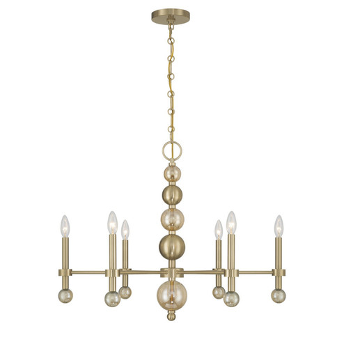 Crescent Six Light Chandelier in Noble Brass (51|125116127)
