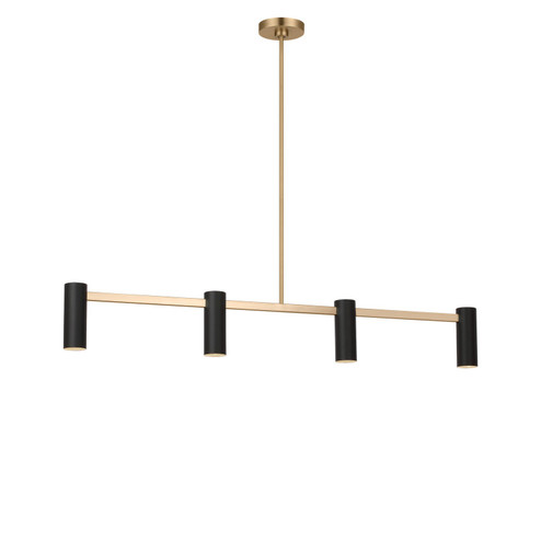 Zentro Four Light Linear Chandelier in Satin Brass (1|GLC2074SB)