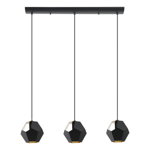 Rasigures Three Light Linear Pendant in Black (217|39634A)