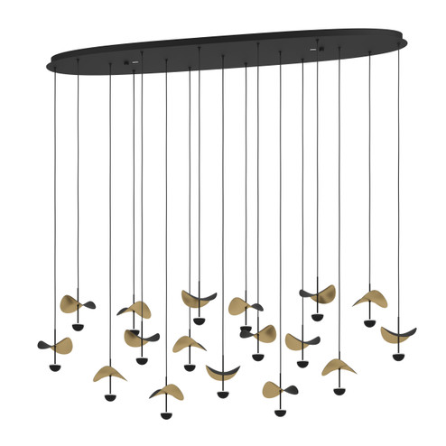 Dracera LED Linear Pendant in Black & Gold Leaf (217|390343A)