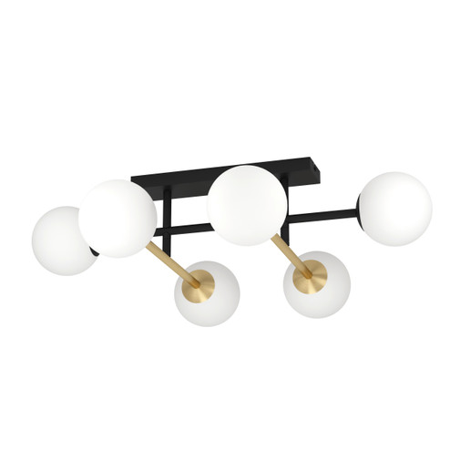 Paz Six Light Ceiling Mount in Black / Brushed Gold (217|390176A)