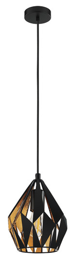 Carlton One Light Pendant in Matte Black/Gold Leaf (217|204241A)