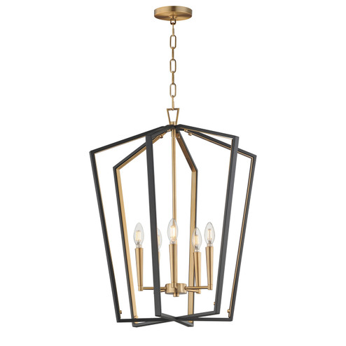 Melrose Five Light Pendant in Black / Natural Aged Brass (16|28615BKNAB)