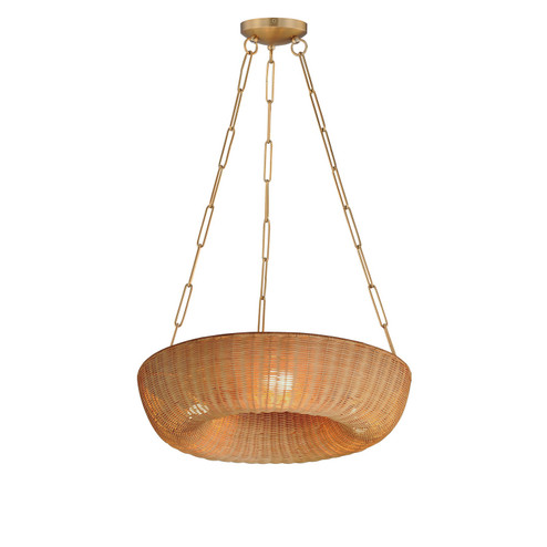 Bower Three Light Pendant in Natural Aged Brass (16|14312NANAB)
