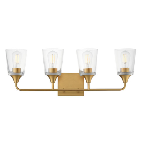 Hudson Four Light Bath Vanity in Natural Aged Brass (16|12884CLNAB)
