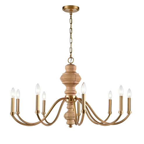 French Country Nine Light Chandelier in Natural Brass (581|851429)