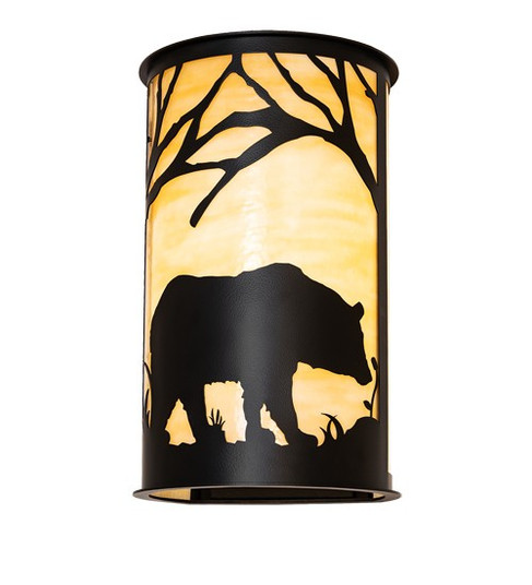 Bear At Dawn Two Light Wall Sconce in Black Satin Wrought Iron (57|293525)