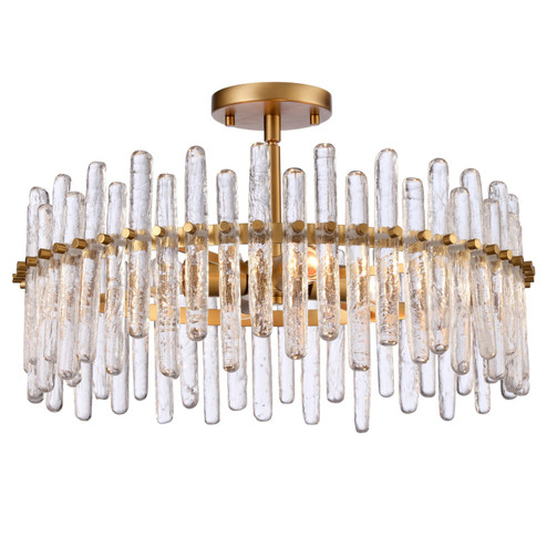 Icicles Four Light Semi Flush Mount in Satin Brass (581|851094)