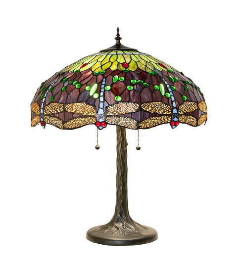 Tiffany Hanging Head Dragonfly Three Light Table Lamp in Mahogany Bronze (57|294850)