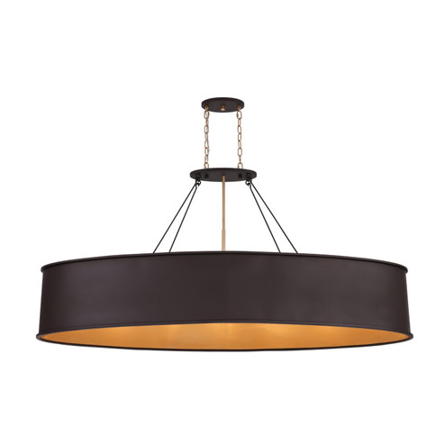 Cannery Seven Light Linear Pendant in Dark Bronze / French Gold (137|323N07DBFG)