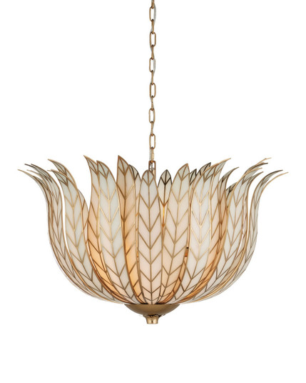 Lamina Three Light Chandelier in Antique Brass/Off-White (142|90001356)