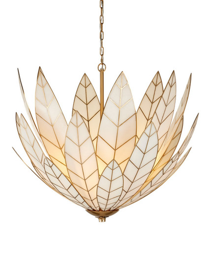 Lamina Three Light Chandelier in Antique Brass/Off-White (142|90001355)