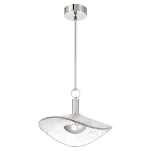 Novella LED Convertible Pendant in Polished Nickel, Clear Ribbed (577|207393A)