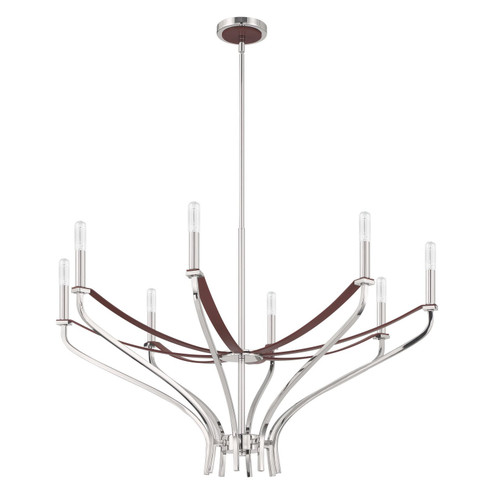 Sussex Eight Light Chandelier in Polished Nickel, Dark Brown (577|207374A)
