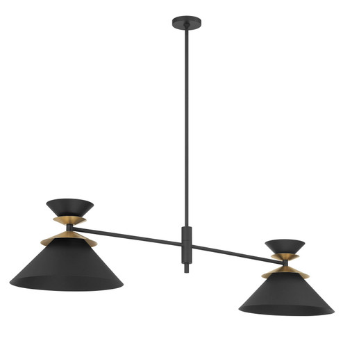 Tremolo Four Light Linear Pendant in Textured Black, Champagne Gold (577|207317A)