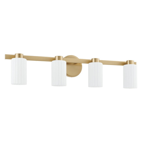 Bedminster Four Light Vanity in Champagne Gold, Opal Ribbed (577|207046A)