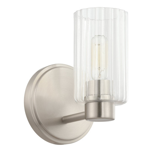 Bedminster One Light Wall Sconce in Brushed Nickel, Clear Ribbed (577|207027A)