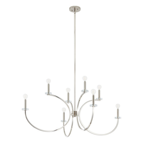 Florian Eight Light Chandelier in Polished Nickel, Clear (577|206936A)