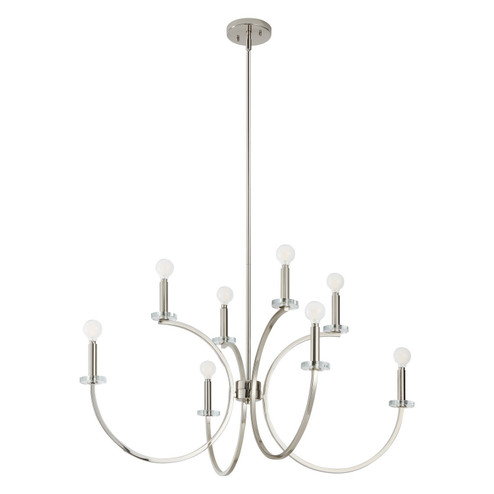 Florian Eight Light Chandelier in Polished Nickel, Clear (577|206934A)