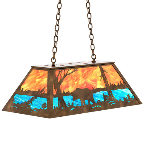 Bear At Lake Six Light Pendant in Antique Copper (57|234047)