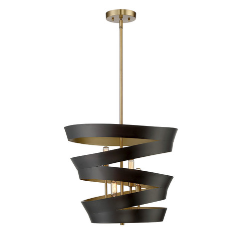 Mpend Four Light Pendant in Matte Black with Gold (446|M7000946)