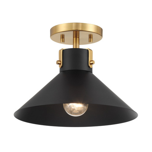 One Light Semi-Flush Mount in Matte Black and Natural Brass (446|M60078MBKNB)