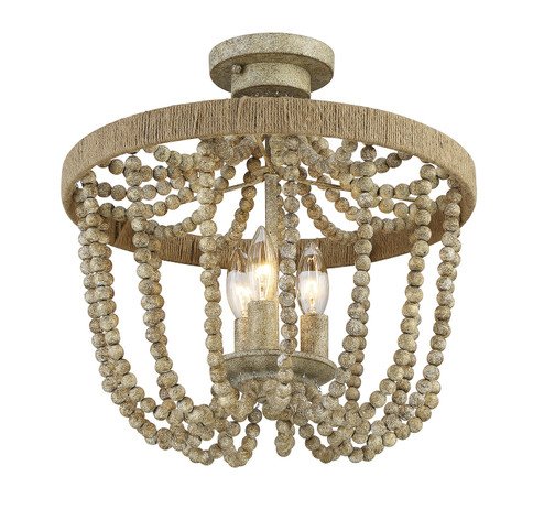 Msemi Three Light Semi-Flush Mount in Natural Wood with Rope (446|M6000297)