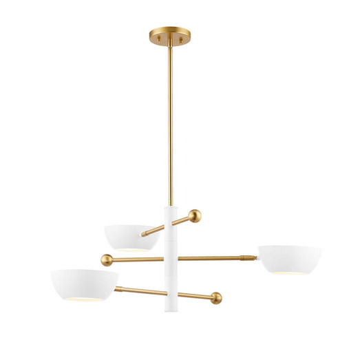 Three Light Chandelier in White and Natural Brass (446|M100143WHNB)