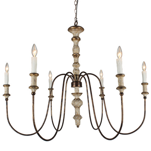 Karalea Six Light Chandelier in Gray and Gold (374|H81226GY)