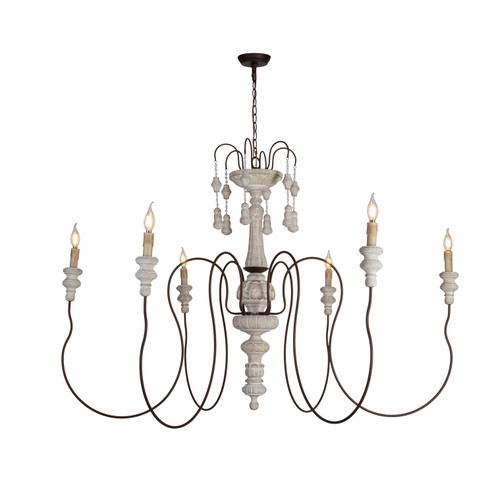 Valenza Six Light Chandelier in Ivory Limestone Patina (374|H2610458)