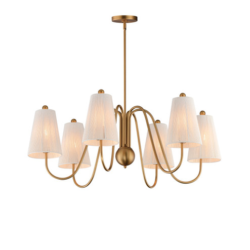Valette Six Light Chandelier in Natural Aged Brass (16|12865NAB)