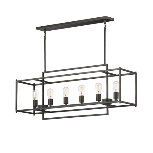 Gridline Six Light Linear Pendant in Black (16|10416BK)