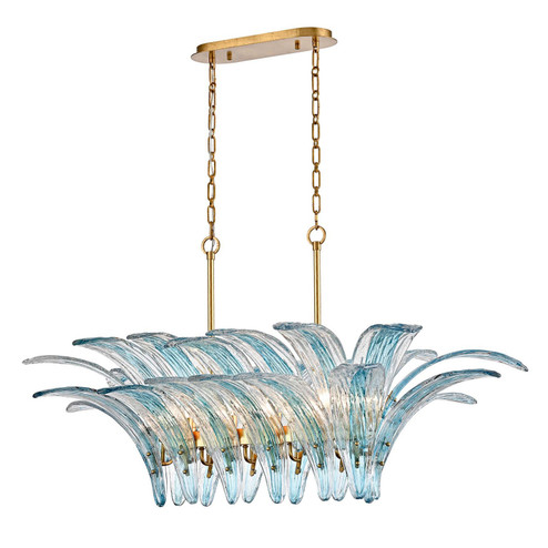 Fiore Ten Light Linear Chandelier in Antique Gold Leaf (581|8549210)
