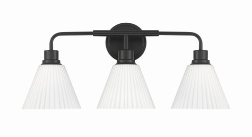 Pleated II Three Light Vanity in Flat Black (46|62303FB)