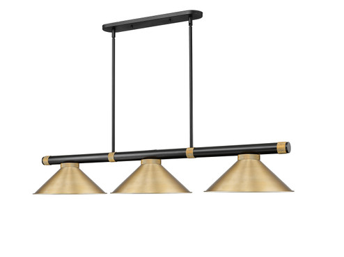 Vanguard Three Light Billiard in Matte Black + Rubbed Brass (224|30503MBRBHBR15)